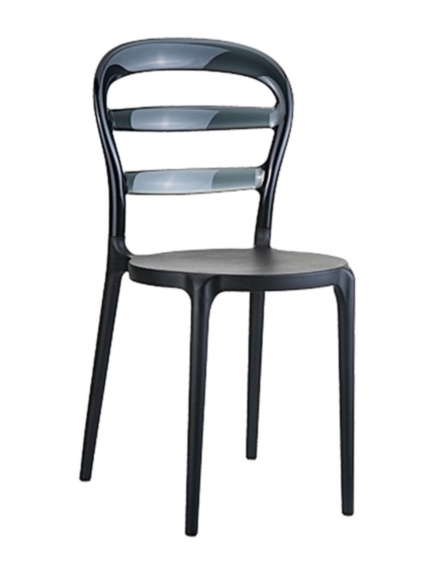 SEDIA IN PLASTICA CON SCHIENALE TRASPARENTE